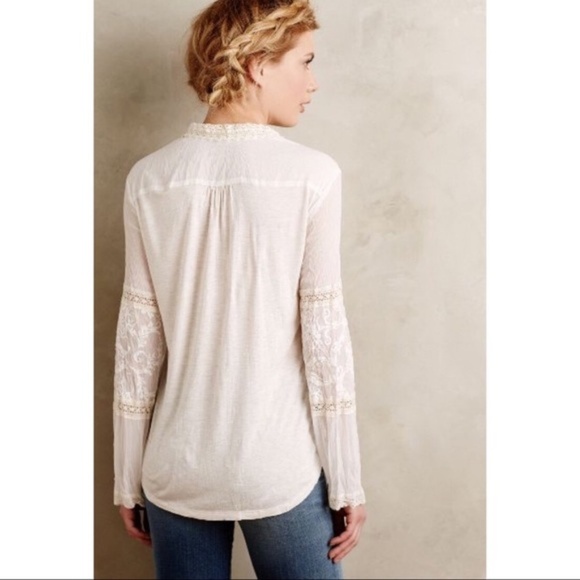ANTHROPOLOGIE Excellent Cond White Lace Blouse - Picture 2 of 2